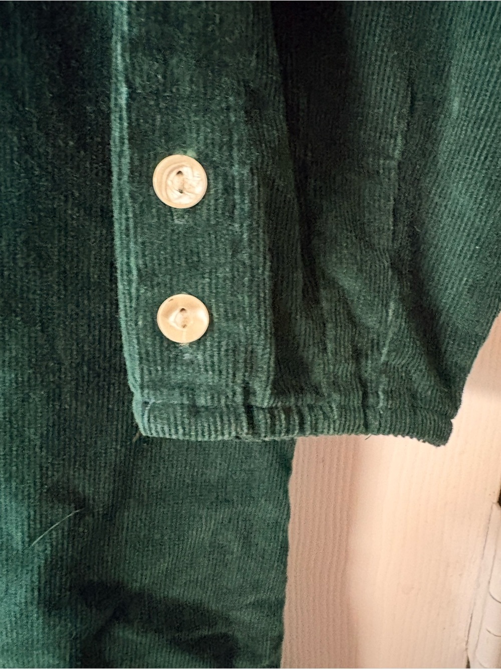 Vintage 90’s Emerald Green Corduroy Midi Long Sleeve Dress Pearl Buttons Size 16 - Picture 11 of 13